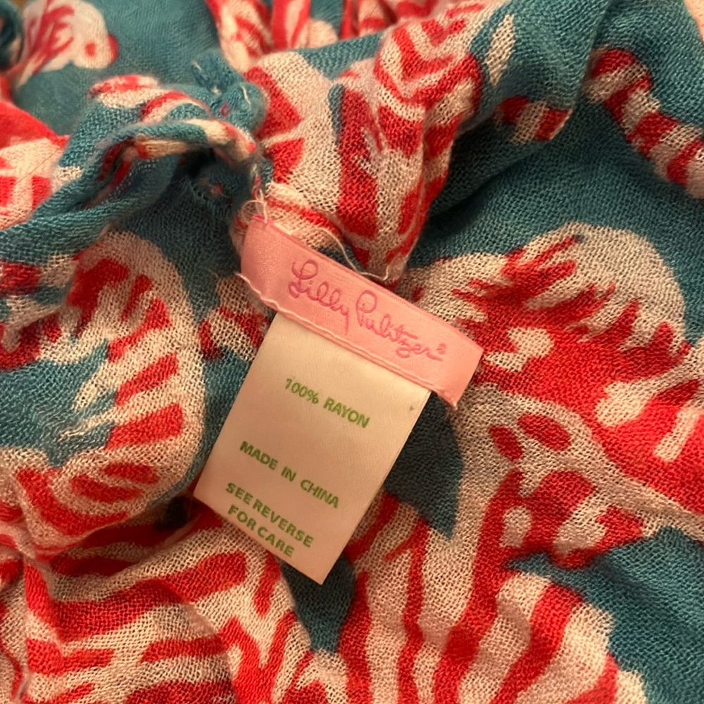 Lilly Pulitzer Coral and Blue Scarf